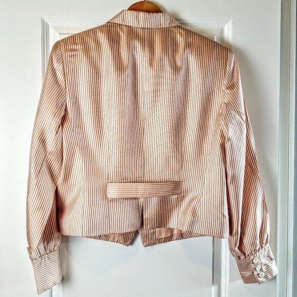 Jones New York Pink Black Pinstripe Silk Jacket - Picture 2 of 6